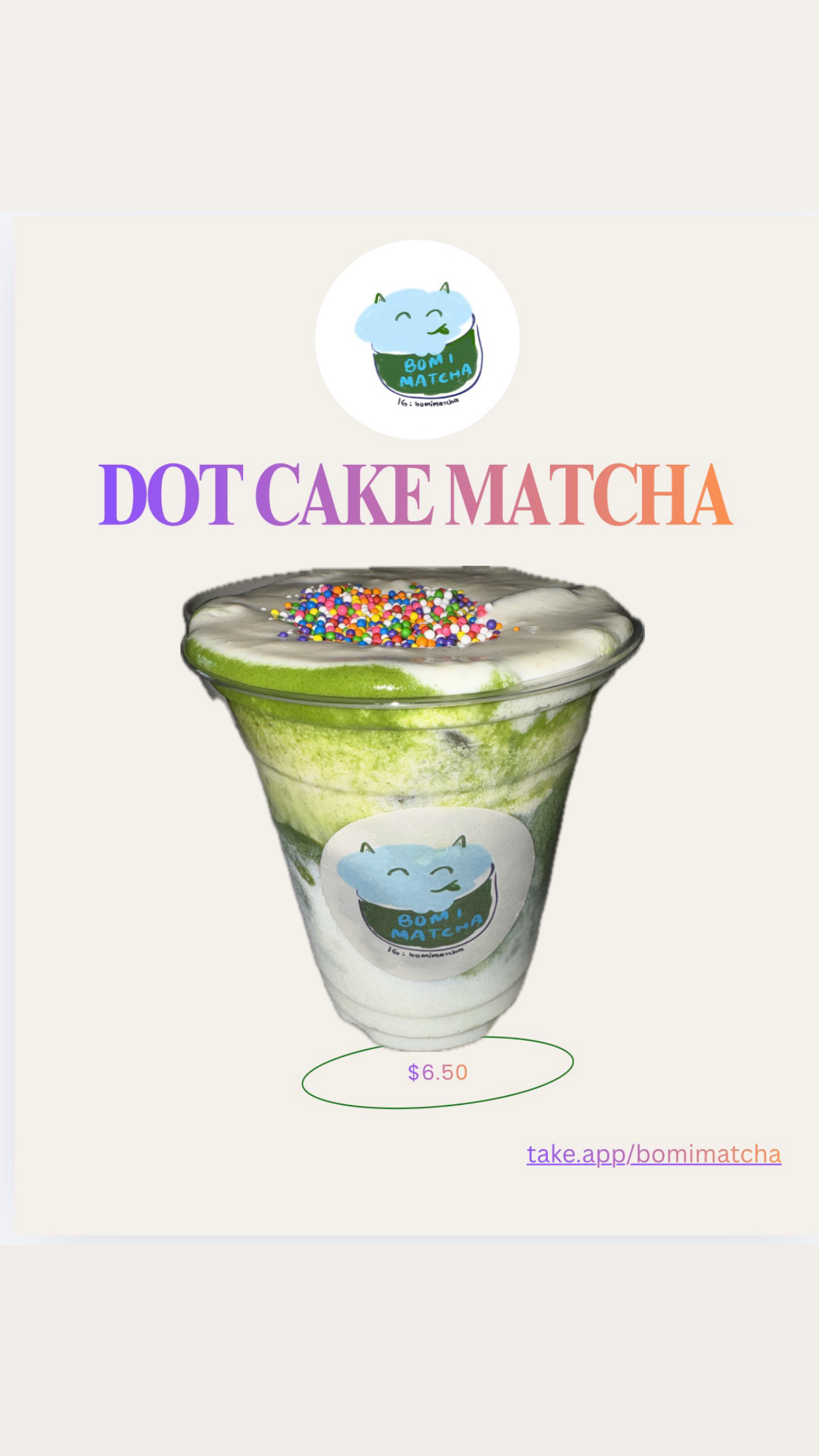 dot cake matcha