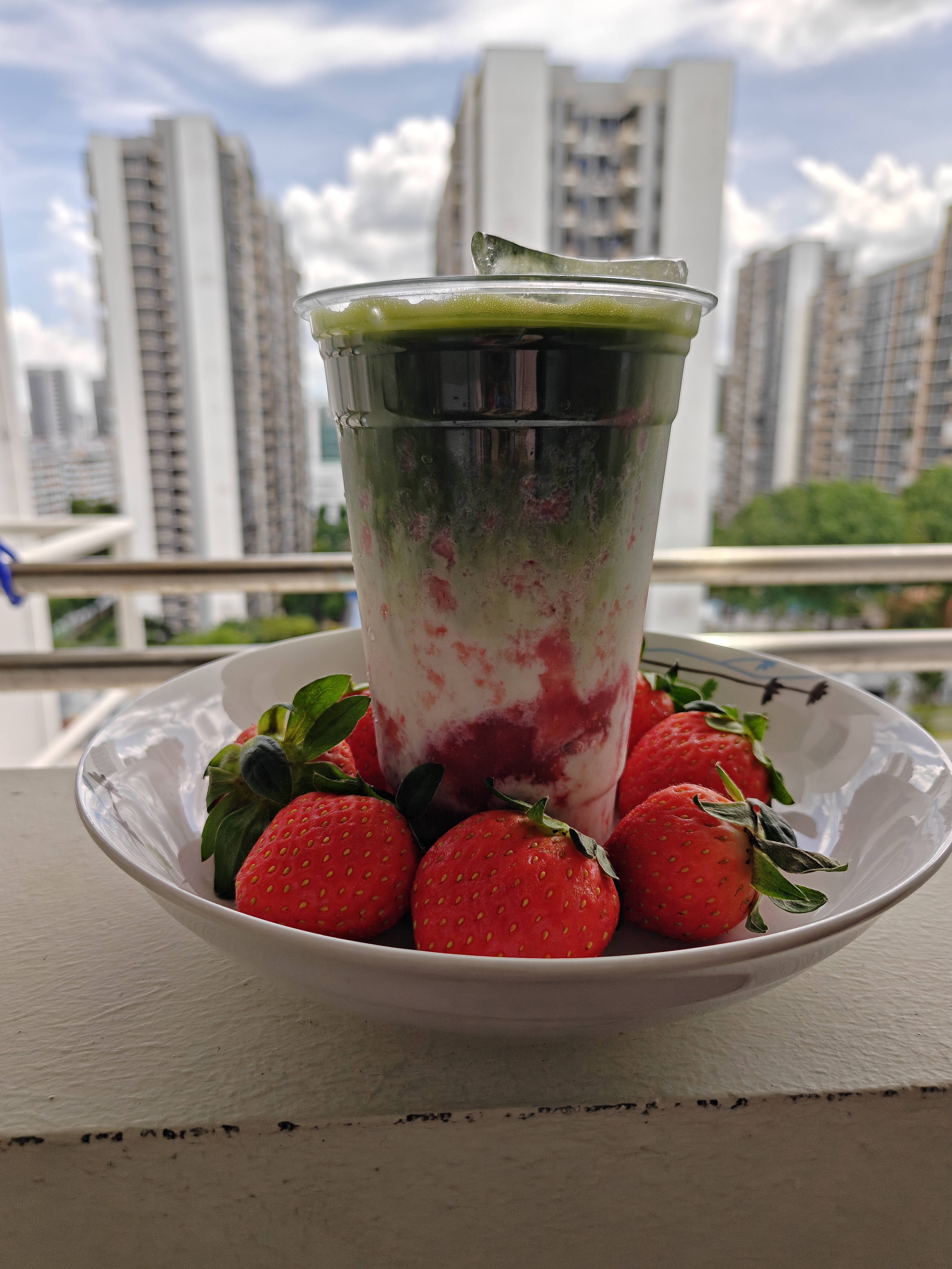 Strawberry matcha latte