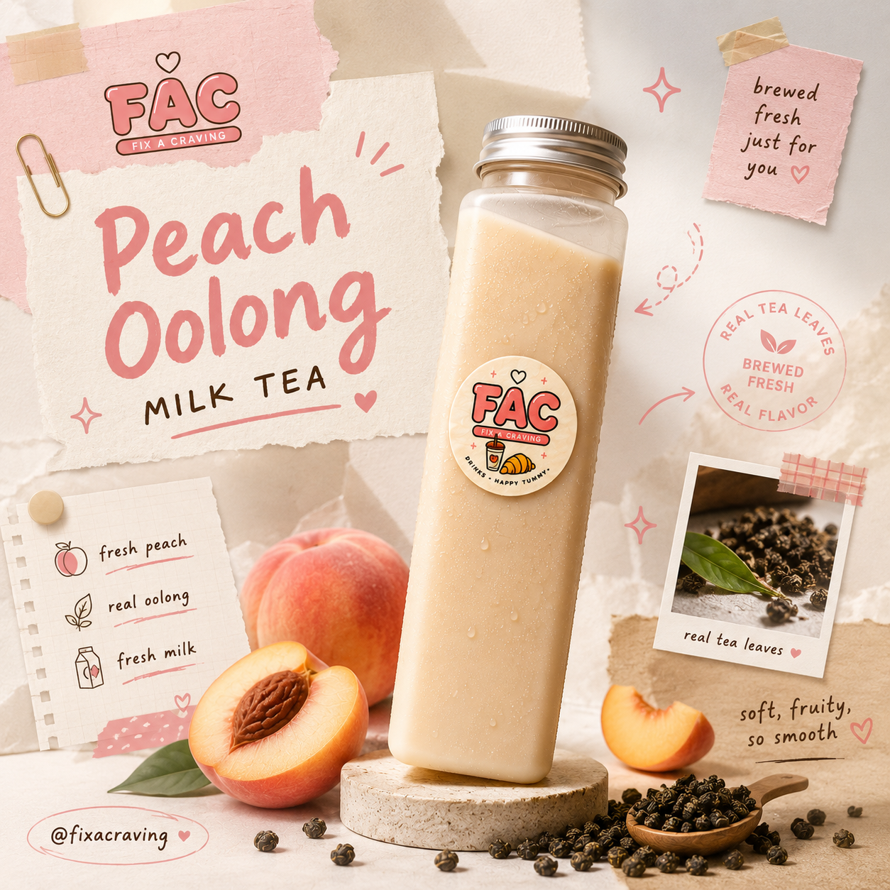 Peach Oolong Milk Tea 🩷