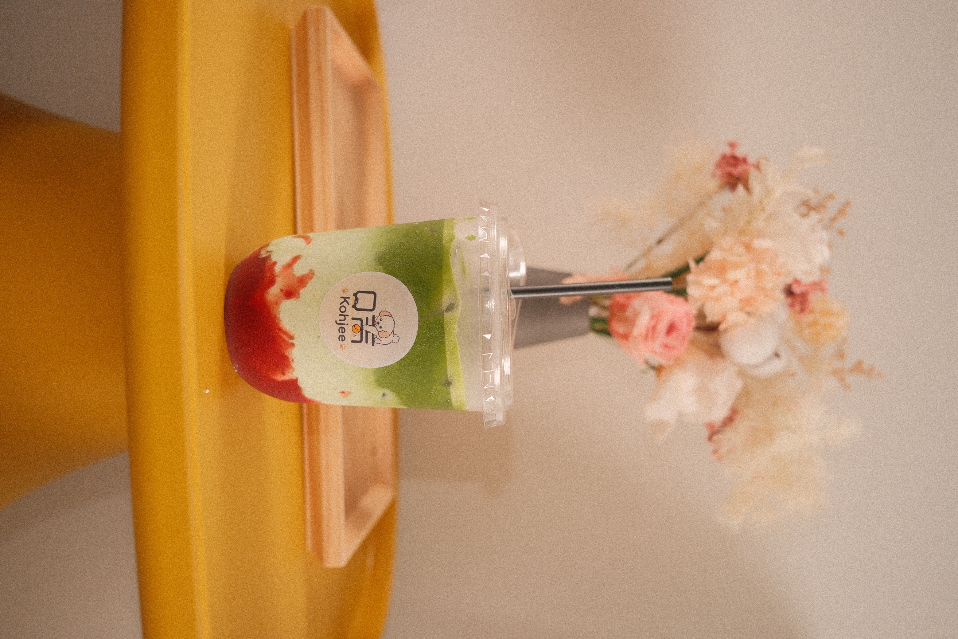 Strawberry matcha latte