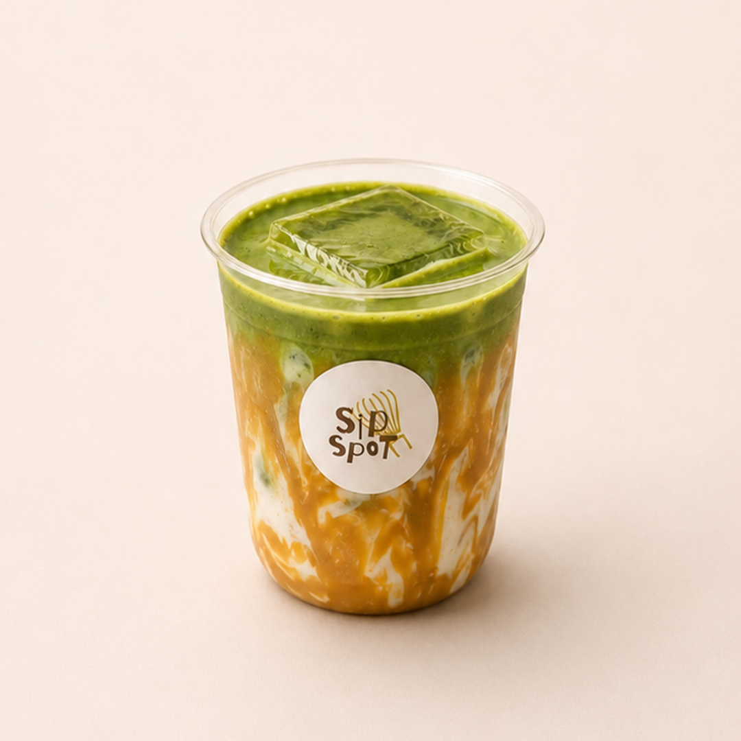 Iced Biscoff Matcha Latte