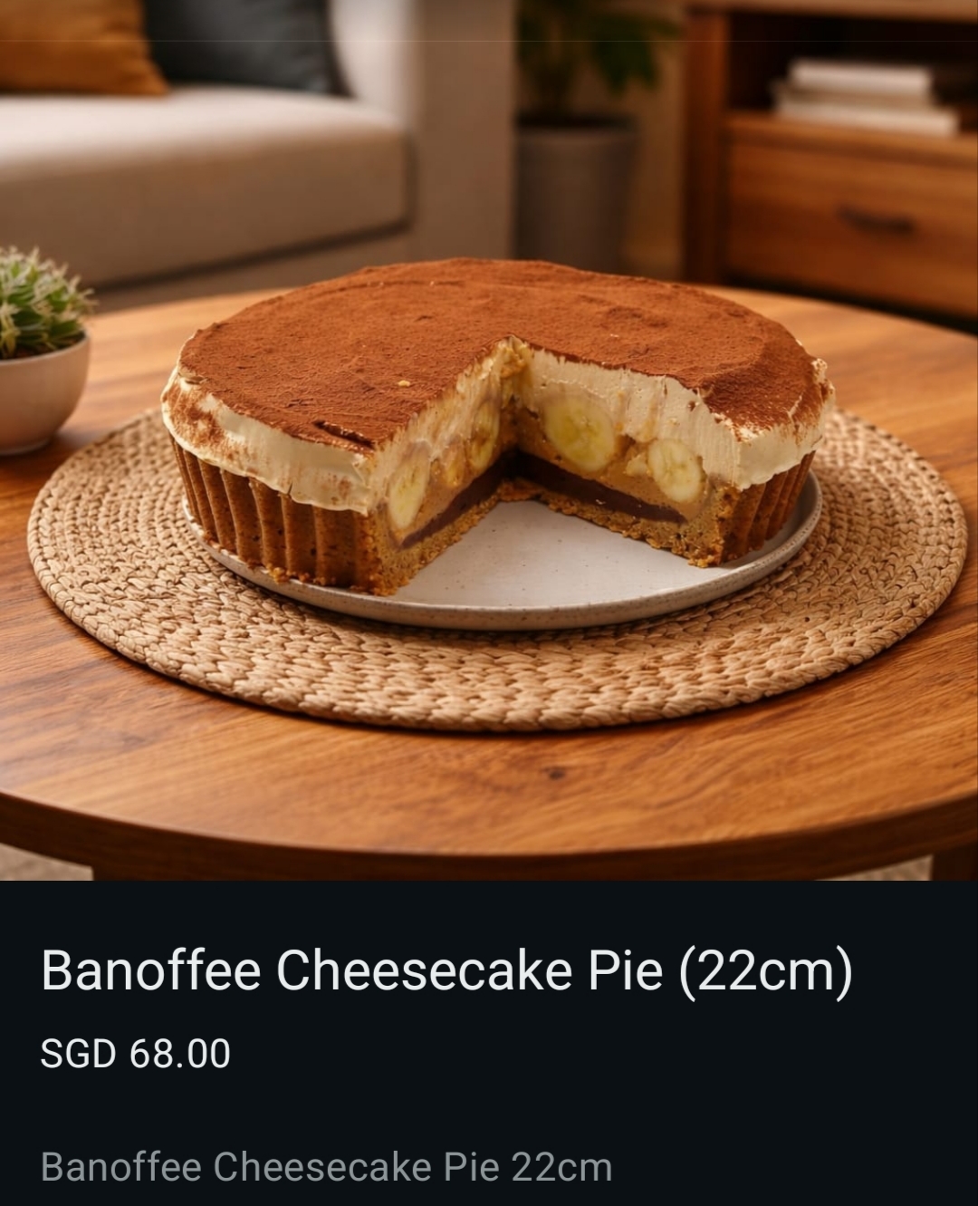 Banoffee Cheesecake Pie (22cm)